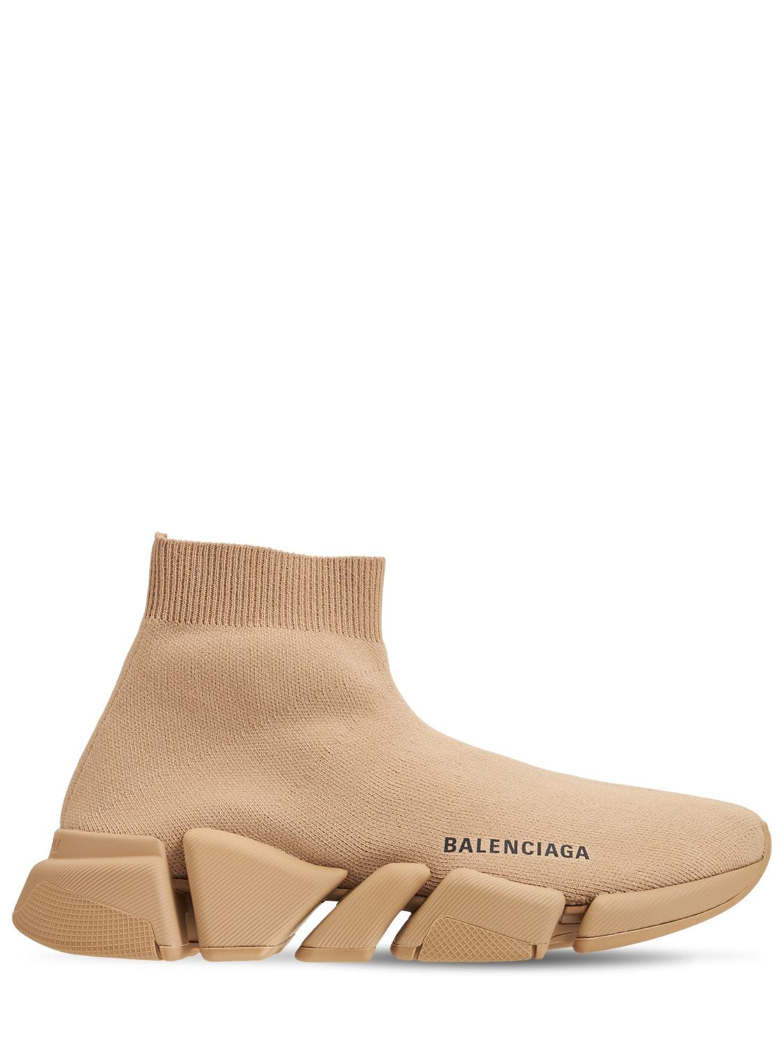 Shop Balenciaga Speed 2.0 Knit Sport Sneakers In Beige