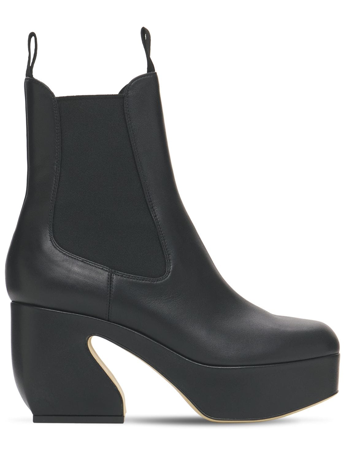85mm Platform Leather Ankle Boots