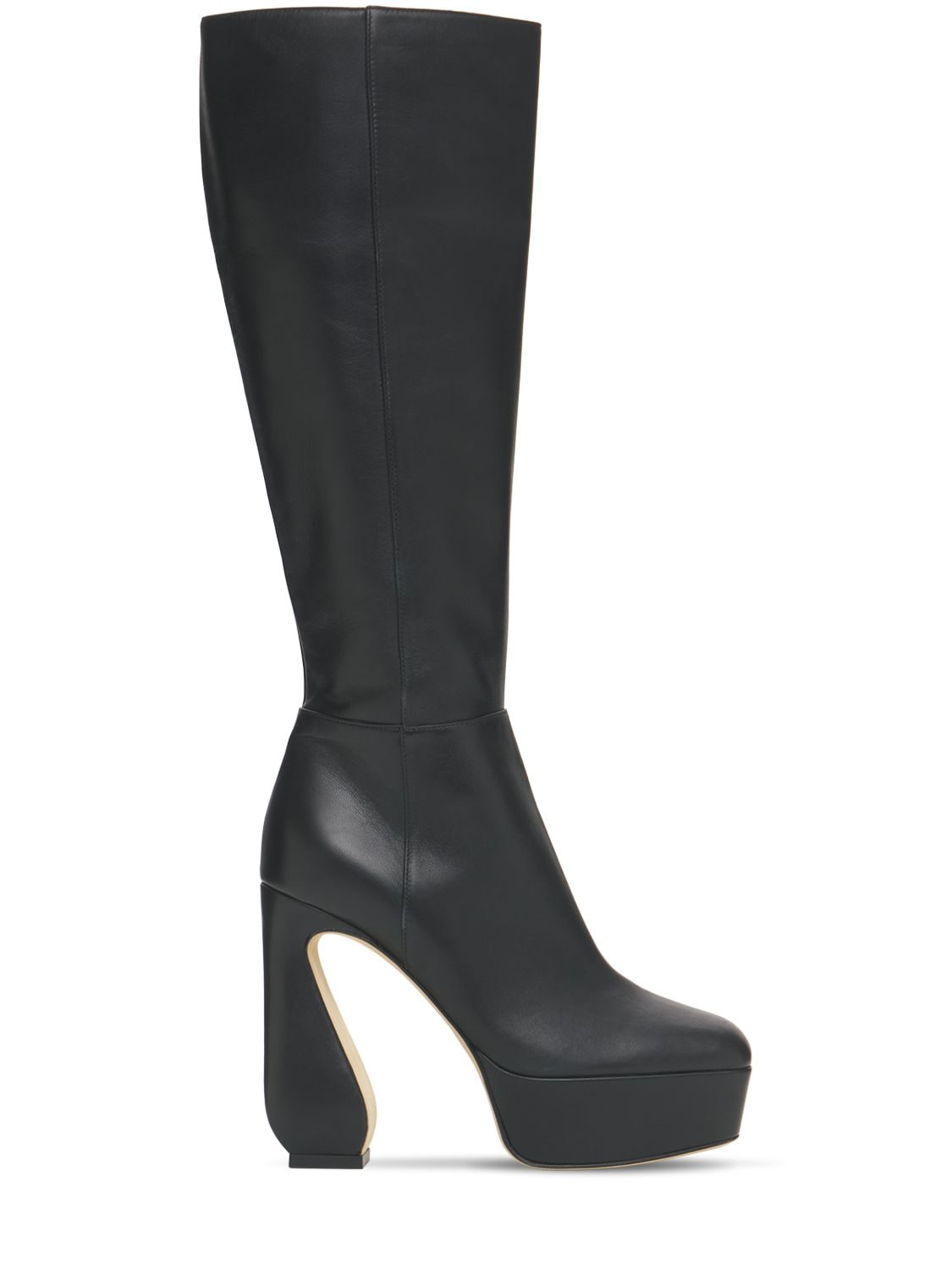 125mm Platform Tall Leather Boots