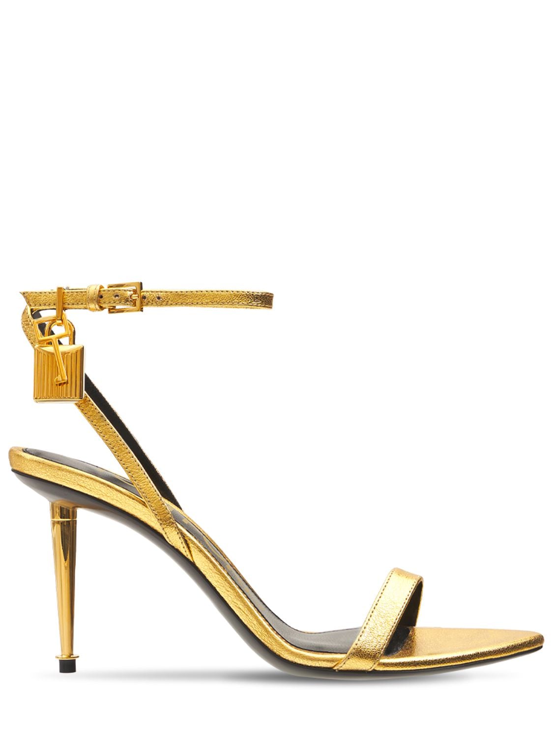Tom Ford 85mm Padlock Metallic Leather Sandals In Gold | ModeSens