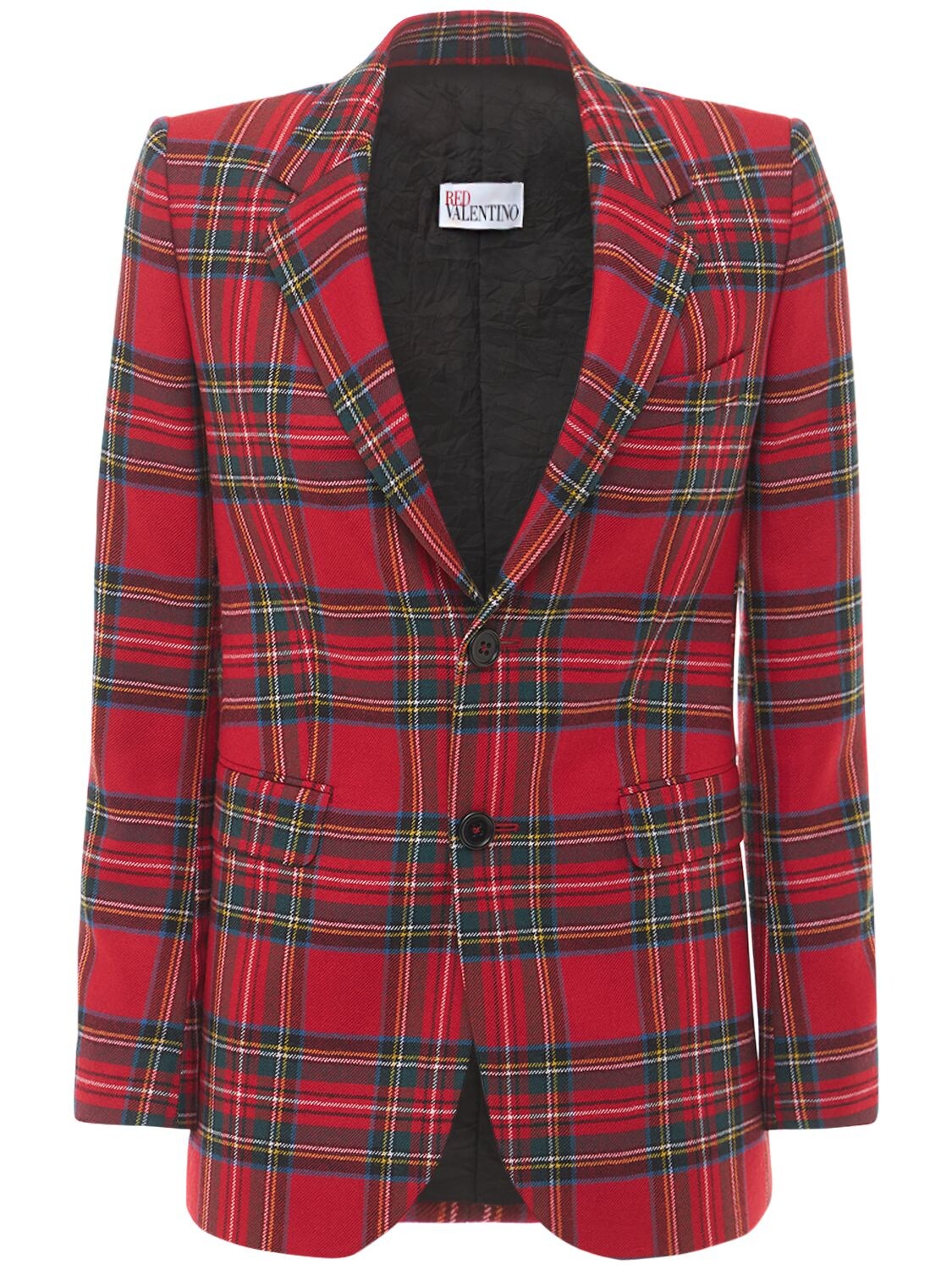 RED VALENTINO MAY LILY PRINTED CHECK WOOL JACKET,74IP25013-MTU30