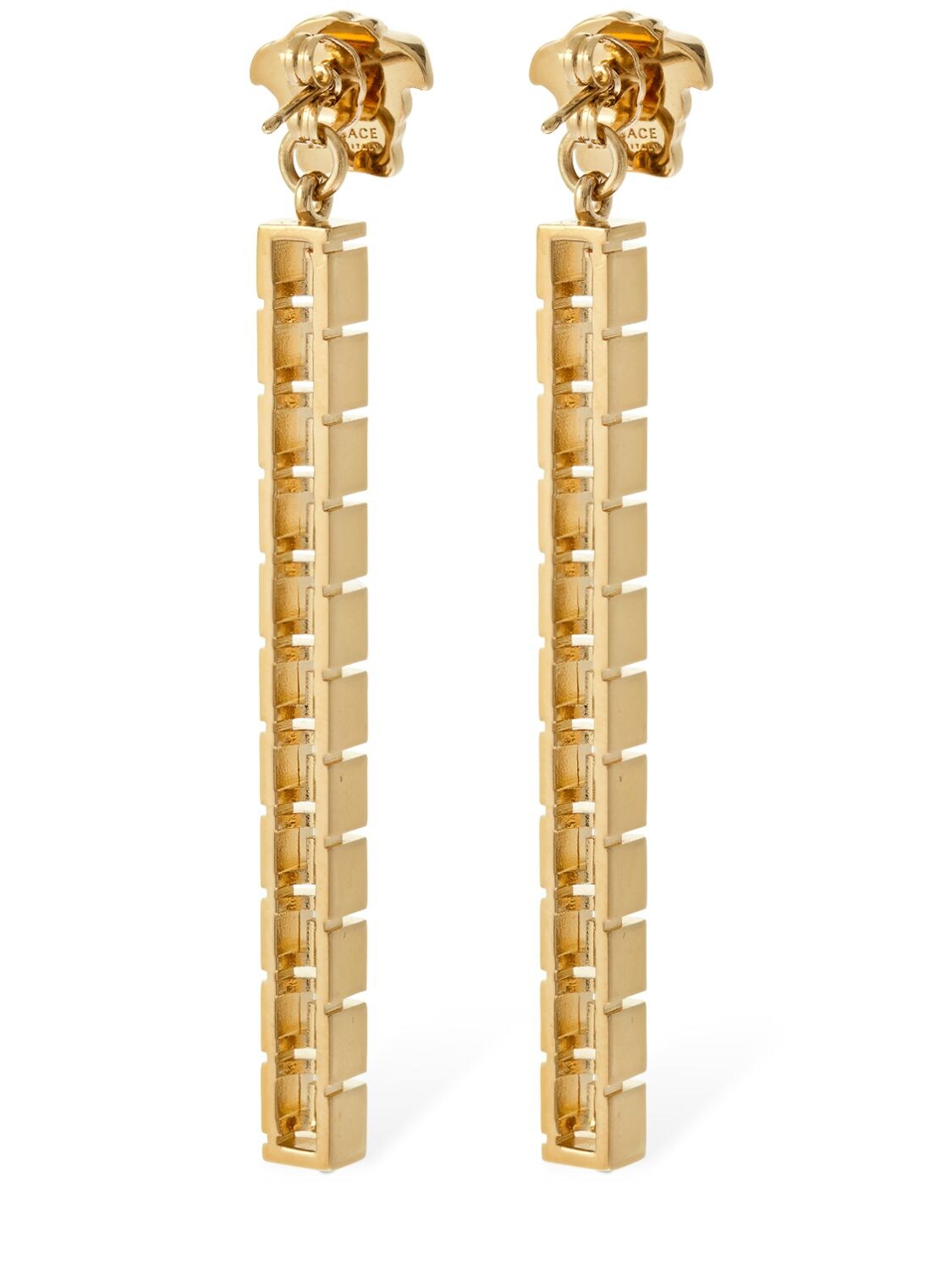 Shop Versace Greek Motif & Medusa Pendant Earrings In Gold