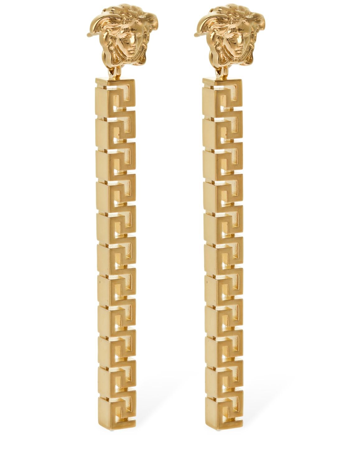 Shop Versace Greek Motif & Medusa Pendant Earrings In Gold