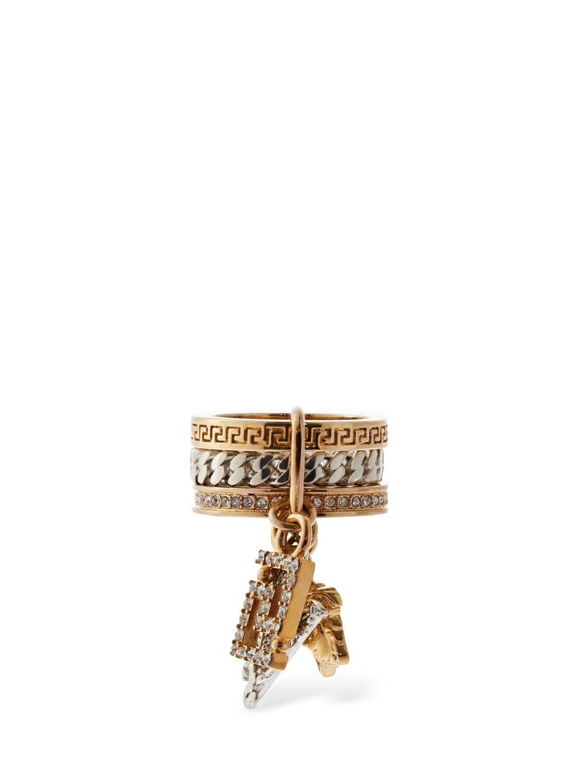 VERSACE CRYSTAL THICK RING W/ CHARMS,74IP41020-NEOXNJA1