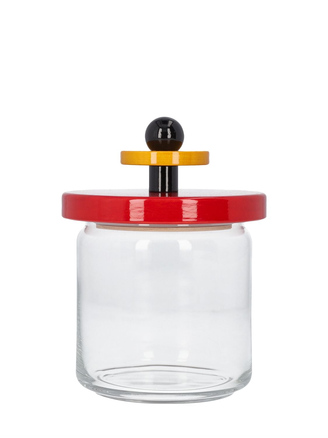 Alessi Twergi Glass Container W/ Lid In Red,transparent