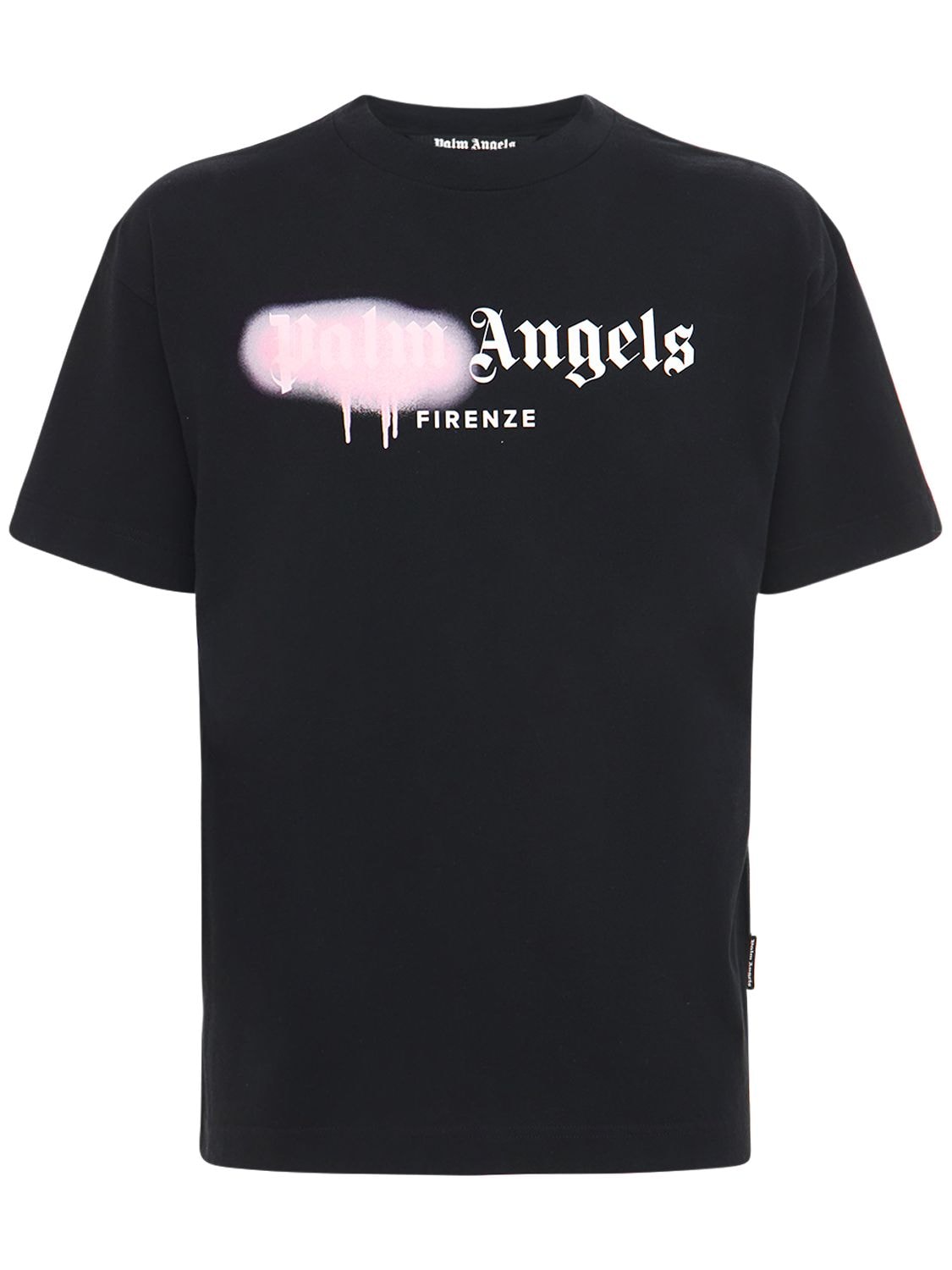 Palm Angels Lvr Exclusive Firenze Spray T-shirt In Black,pink | ModeSens