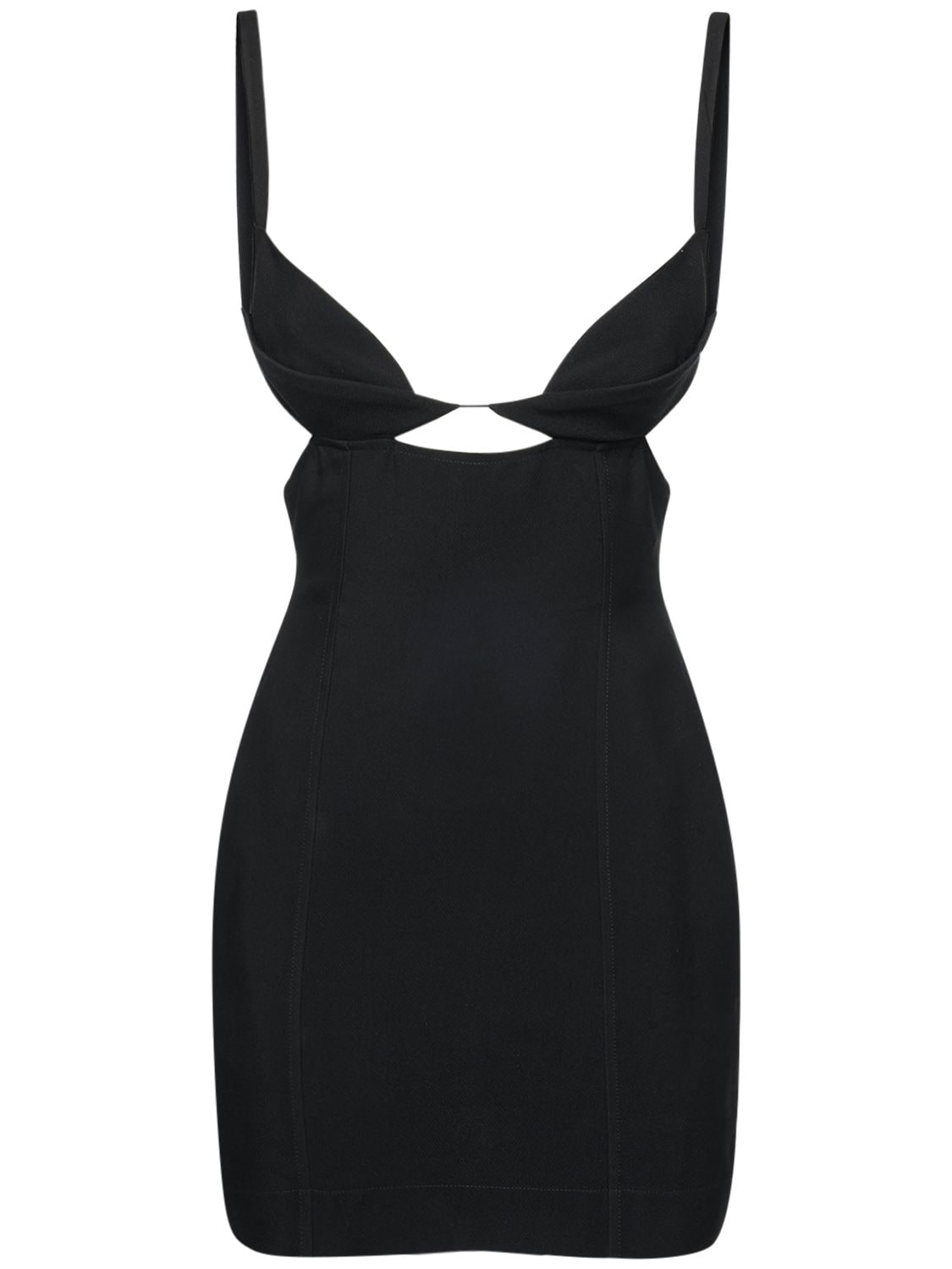 Nensi Dojaka - Stretch gabardine mini dress w/cutout - Black | Luisaviaroma