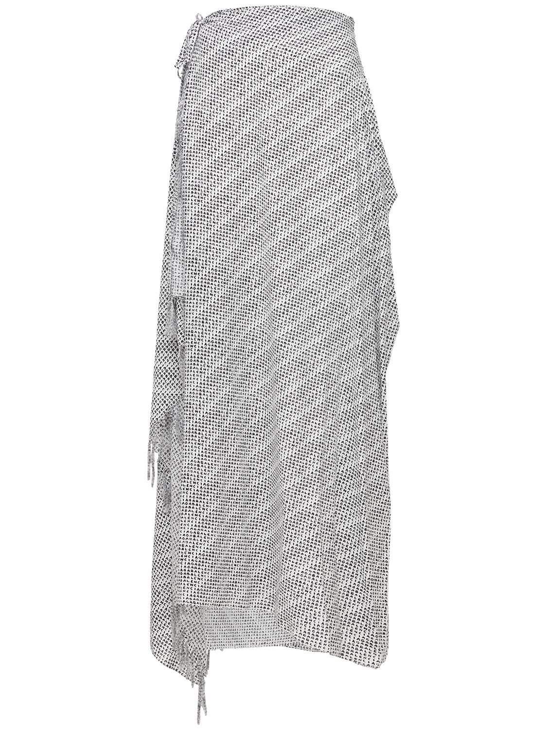Balenciaga Archive Letters Viscose Wrap Skirt In Black,white