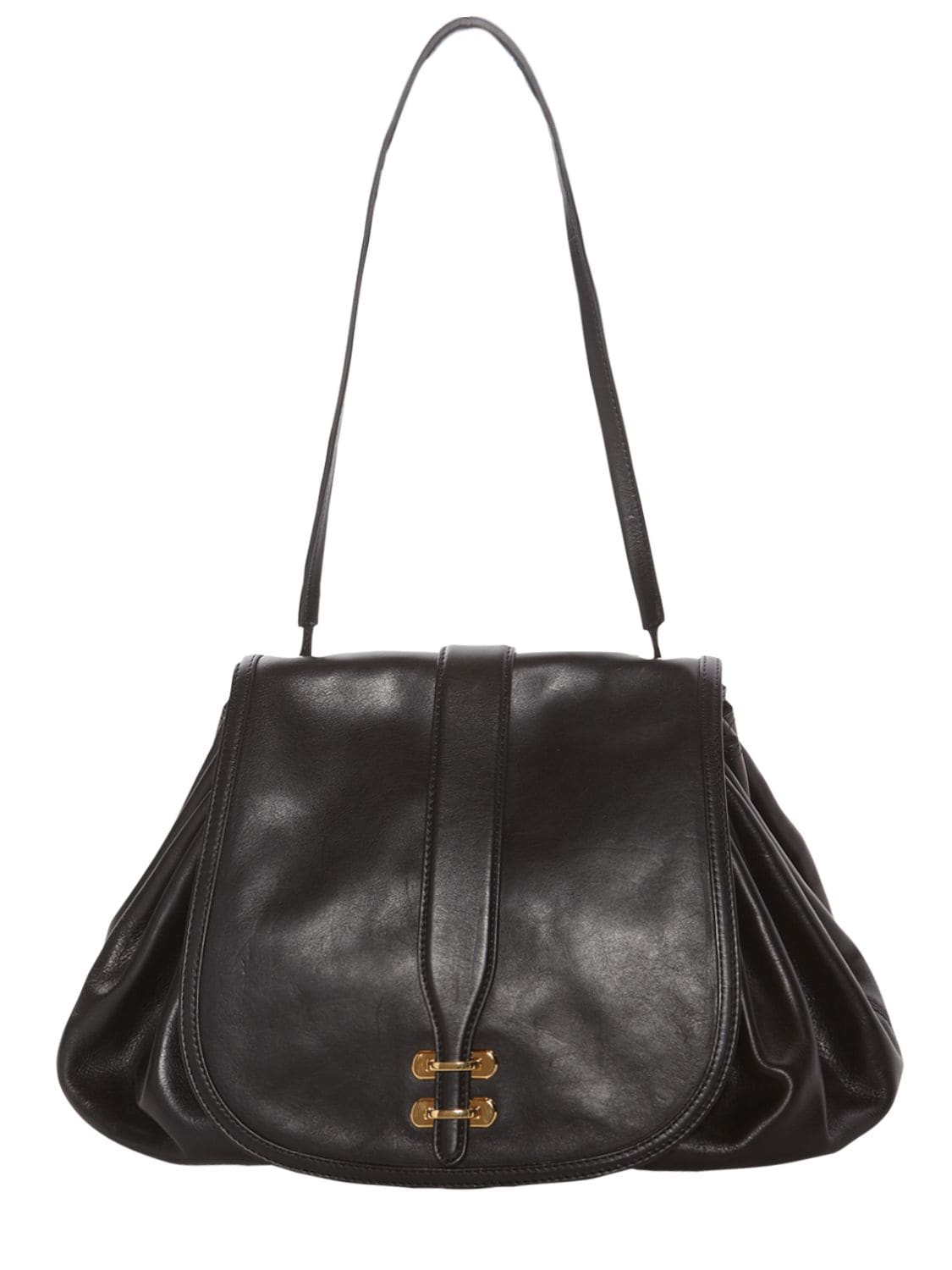 Alberta Ferretti Alby Leather Shoulder Bag In Black