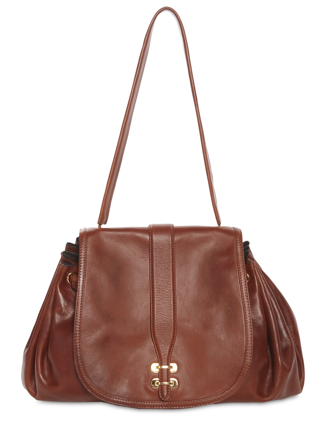 Alberta Ferretti Alby Leather Shoulder Bag In Brown