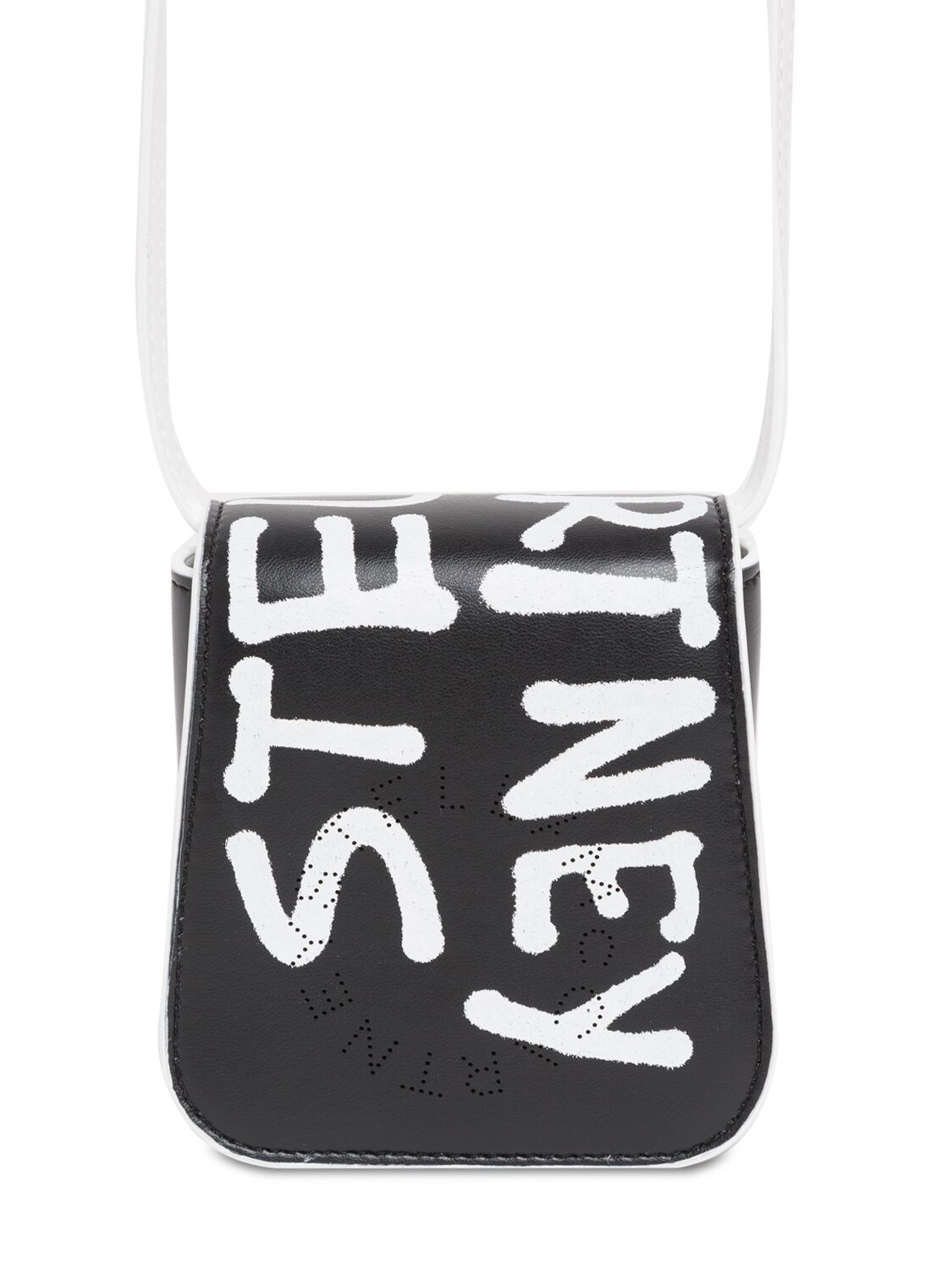 Stella Mccartney Logo Graffiti Faux Leather Card Holder In Black