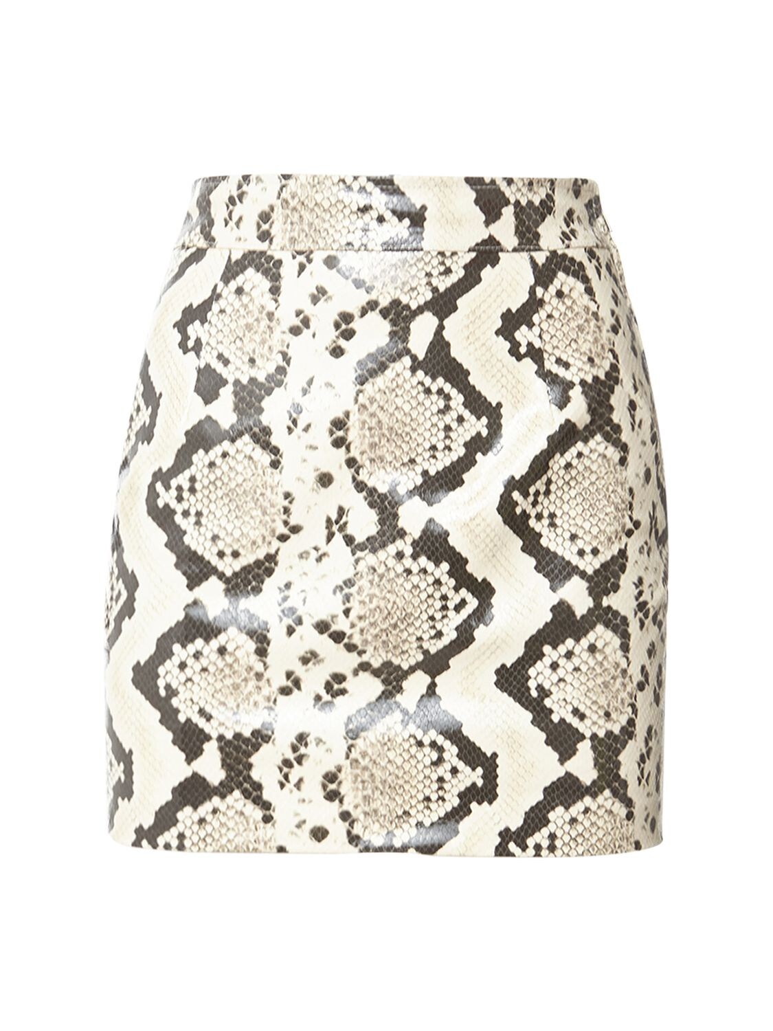 ALESSANDRA RICH PYTHON PRINT LEATHER MINI SKIRT,74IRKM013-MTGXMG2