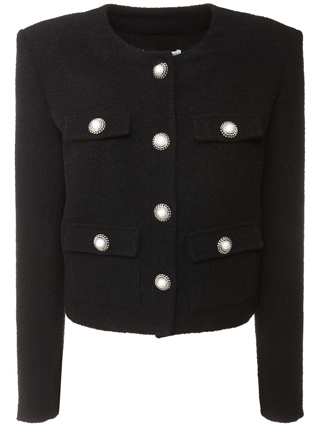 Alessandra Rich - Boxy wool blend tweed bouclé jacket - Black ...