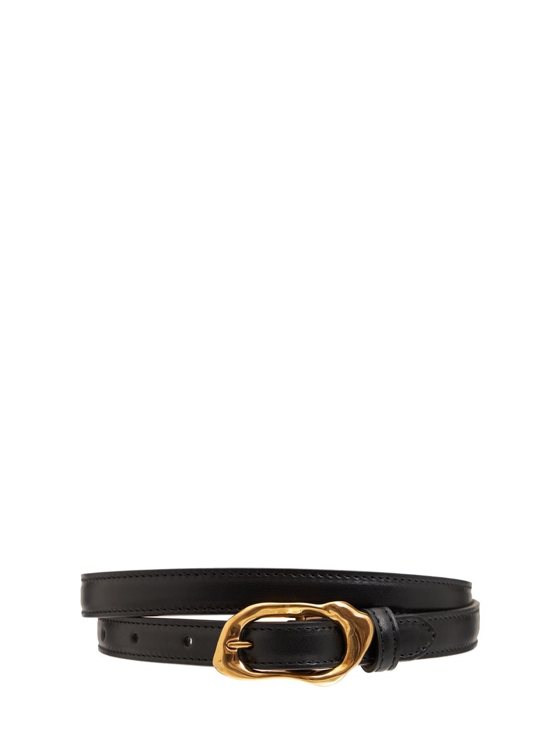 Womens Accessories Belts Alexander McQueen Molten Ecolux Leather Belt in Black 