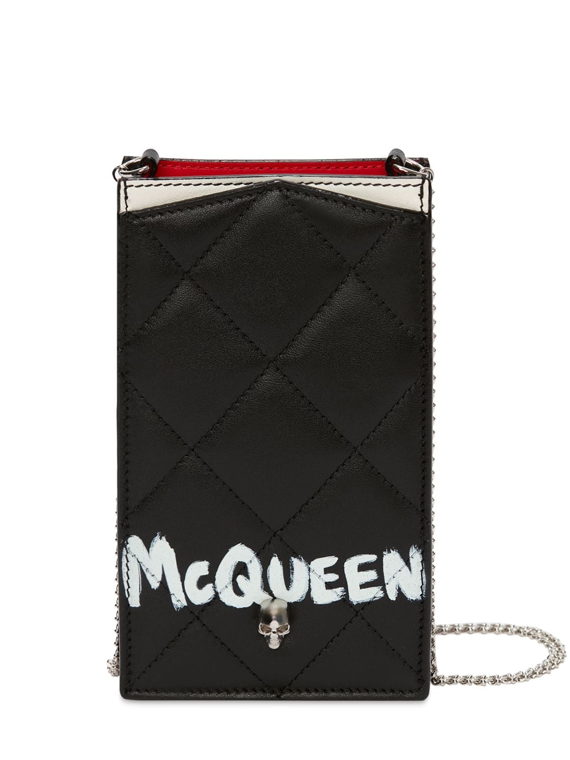 ALEXANDER MCQUEEN QUILTED LEATHER PHONE CASE W/ CHAIN,74IRL6018-MTA5NQ2