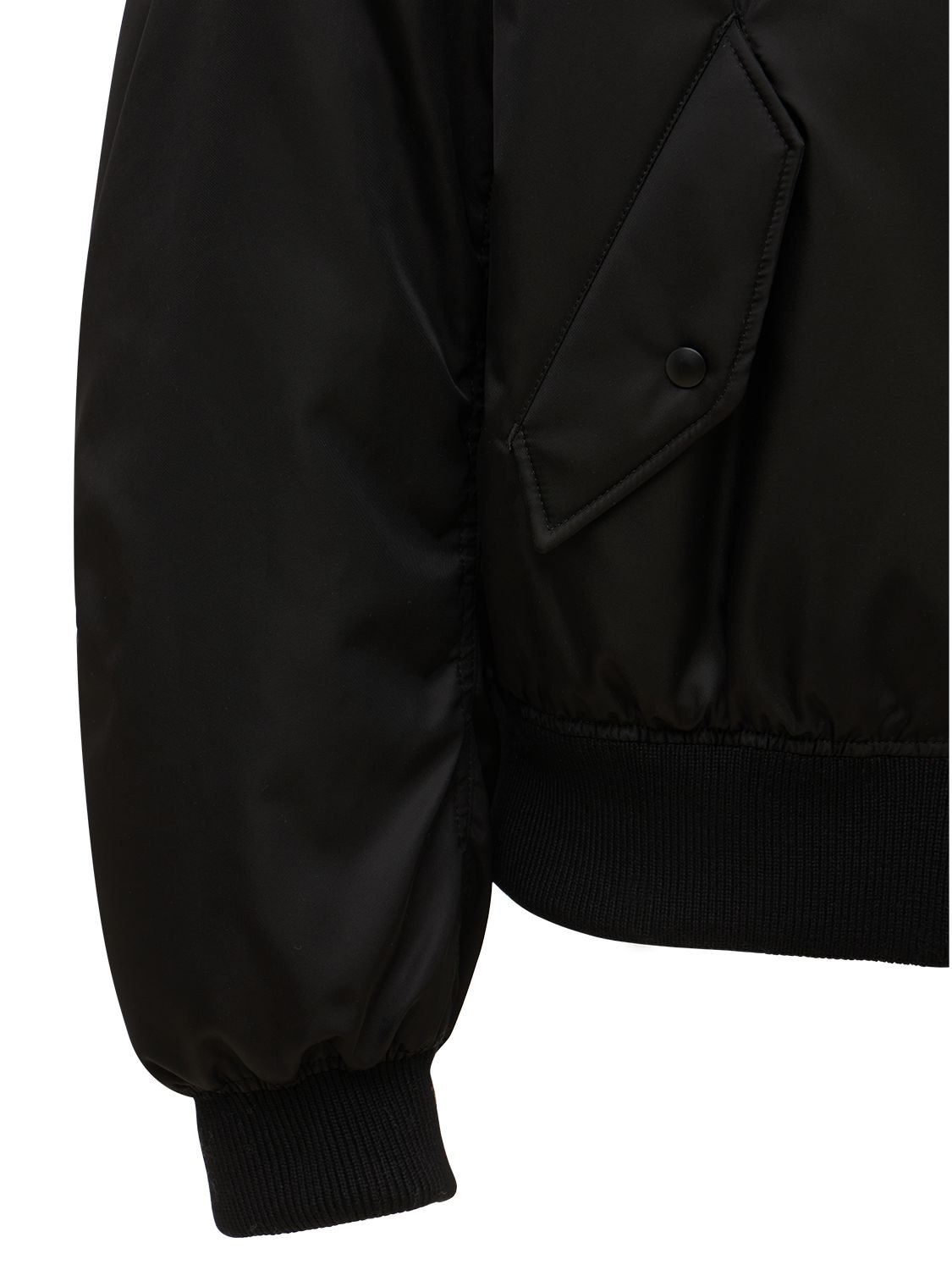 Shop Prada Logo Nylon Bomber In Black