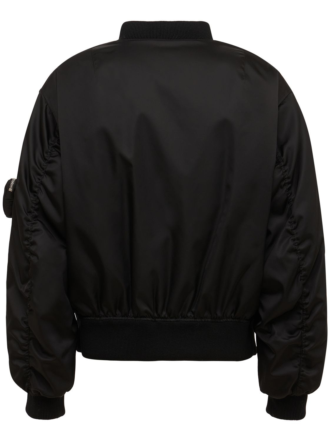 Shop Prada Logo Nylon Bomber In Black