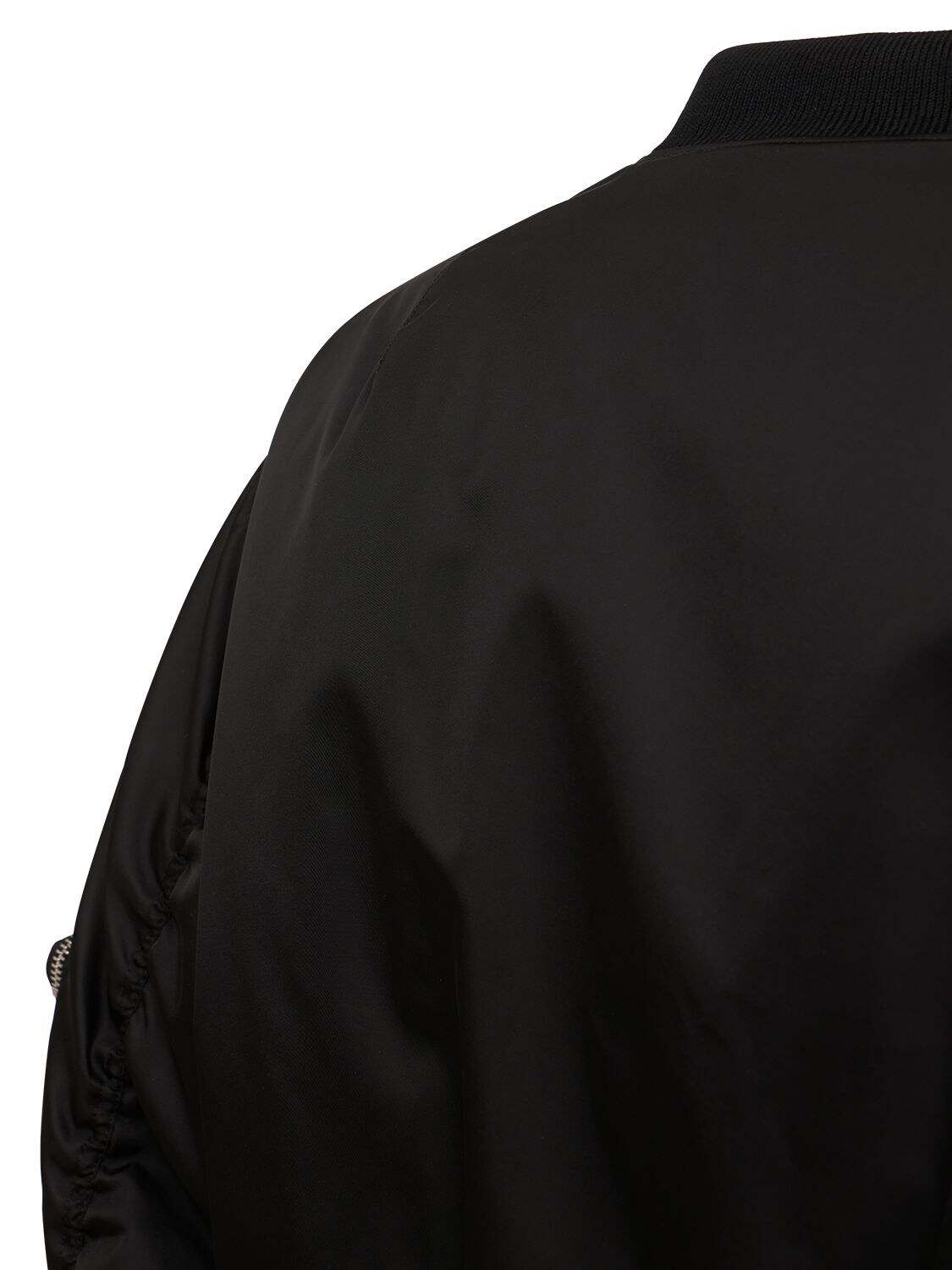 Shop Prada Logo Nylon Bomber In Black