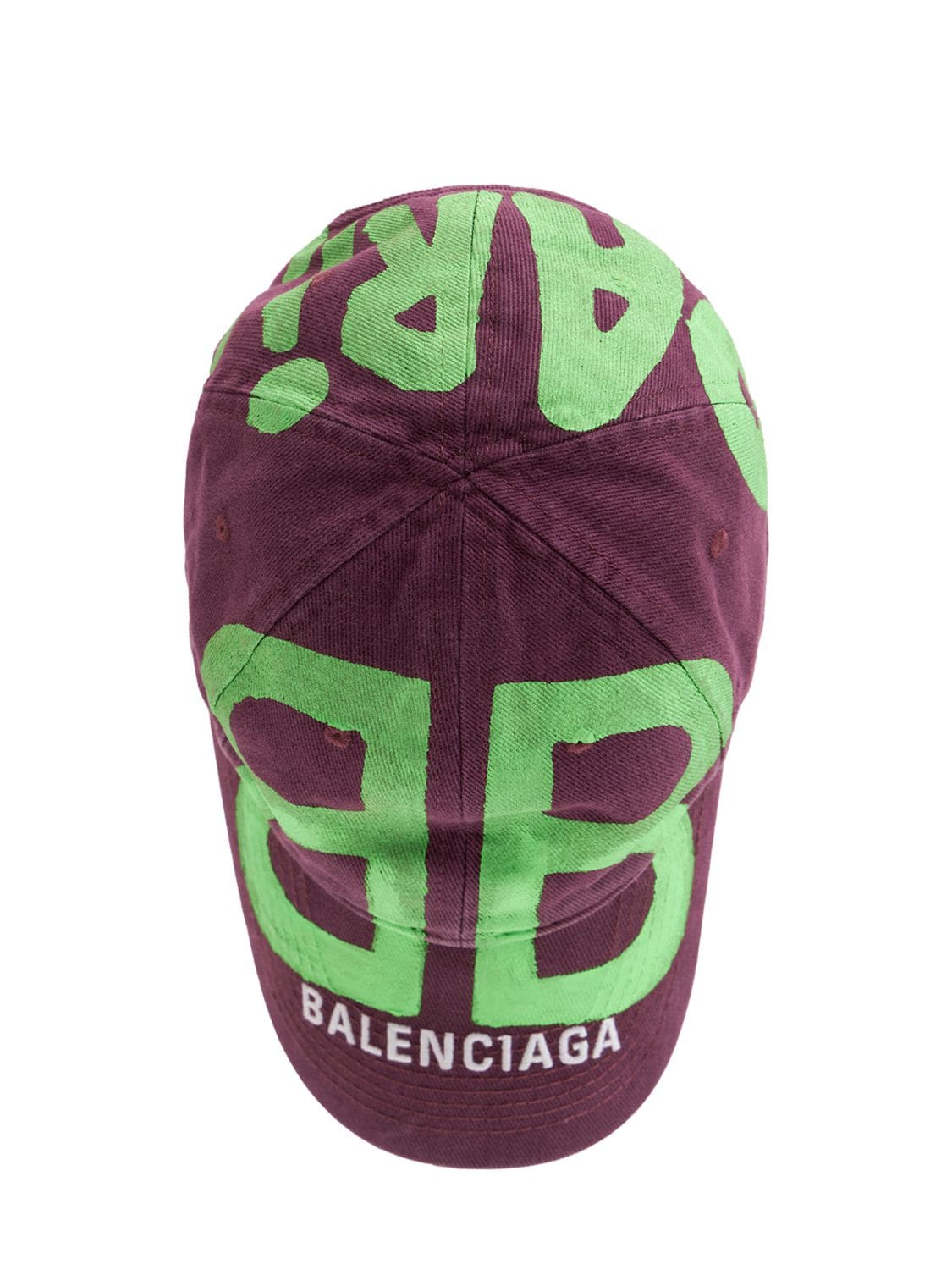 在庫が限られた入手困難カラーバレンシアガBB logo sprayed cap パープル グリーン
