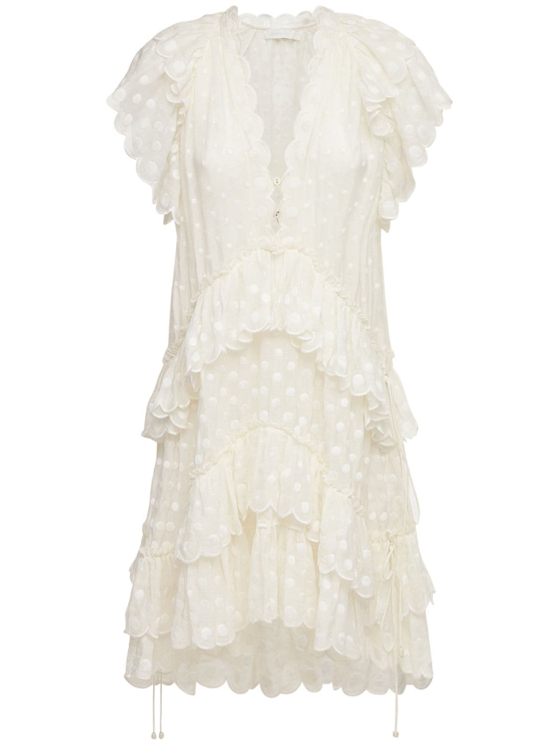 Zimmermann - Mae chiffon jacquard mini dress - Ivory | Luisaviaroma