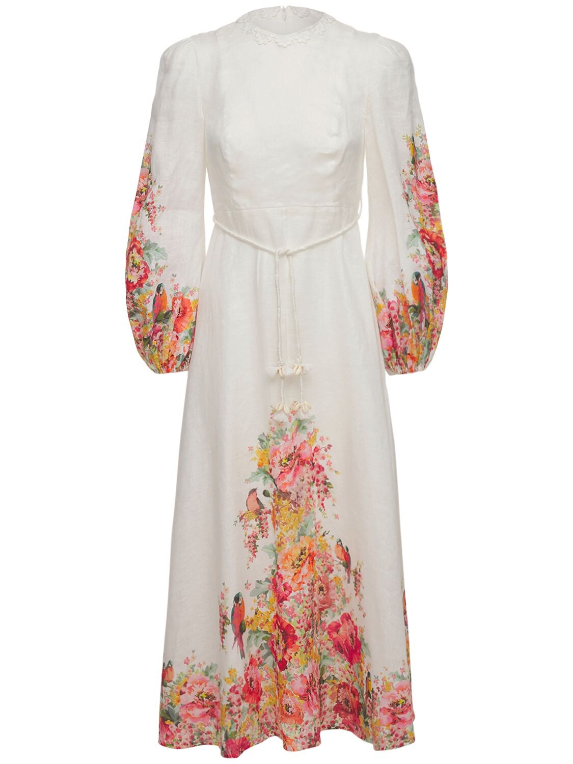 ZIMMERMANN MAE PRINTED LINEN MIDI DRESS,74IRSQ071-SVZPULKGRKXPUKFM0