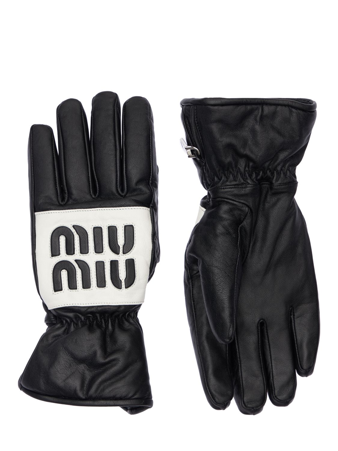 Miu Miu Logo Nappa Leather Gloves | ModeSens
