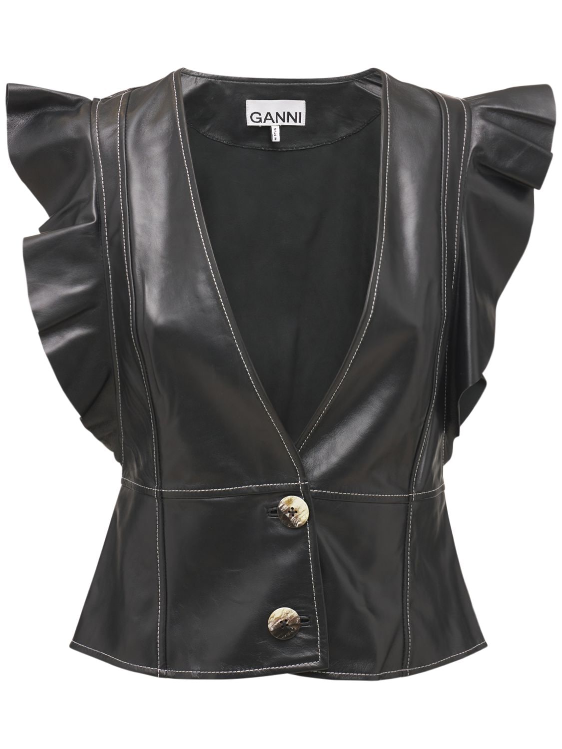 GANNI Ruffled Leather Vest