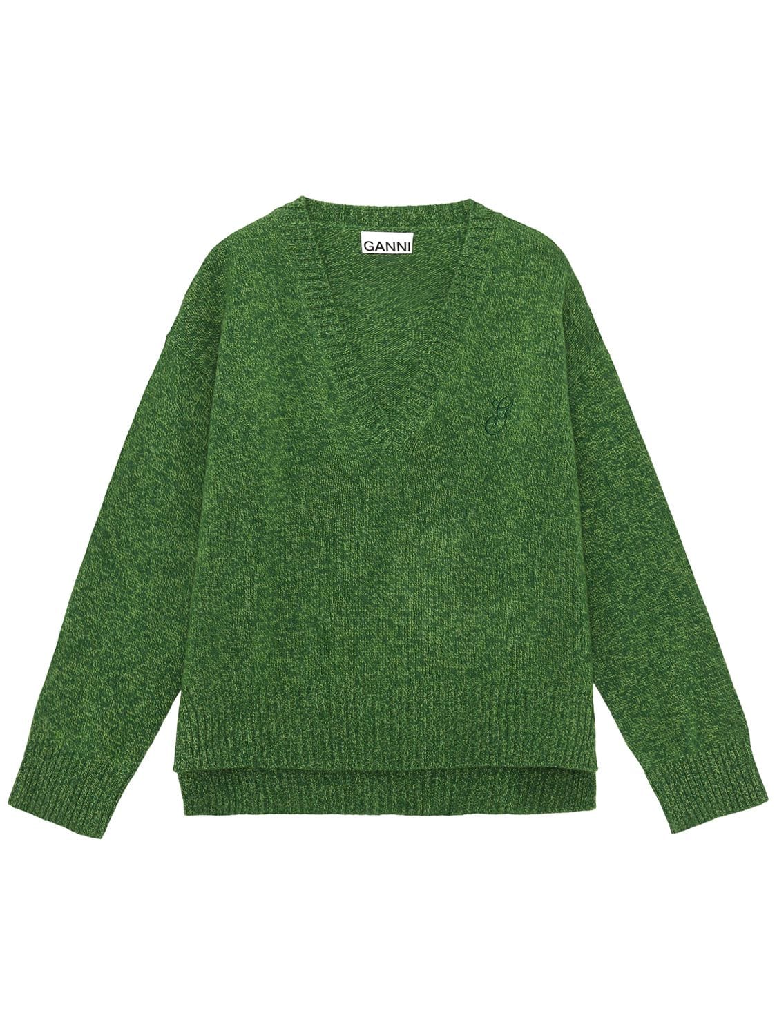 Shop Blend V Neck Knit In Green
