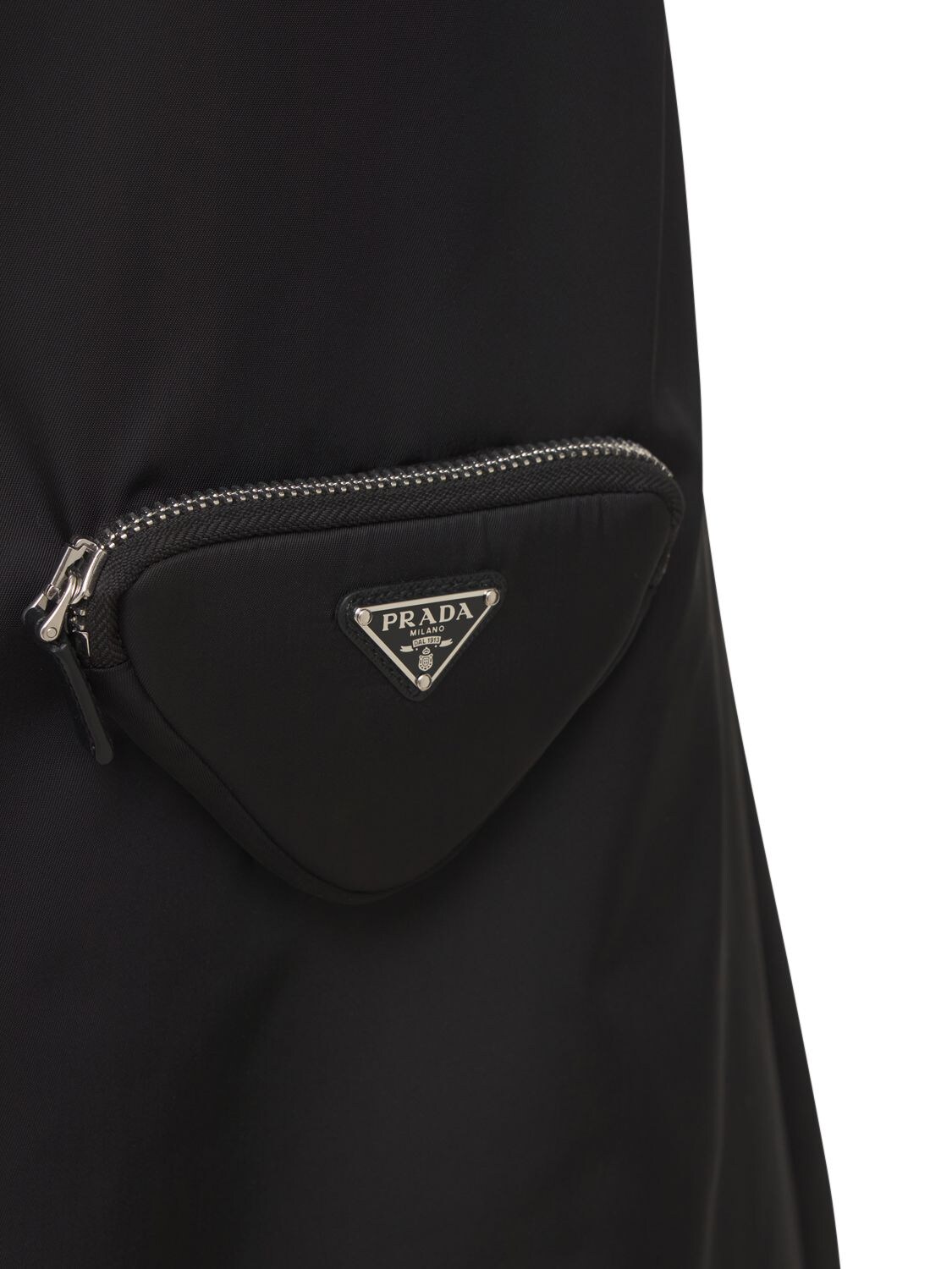 Shop Prada Re-nylon Logo Pouch Mini Dress In Schwarz