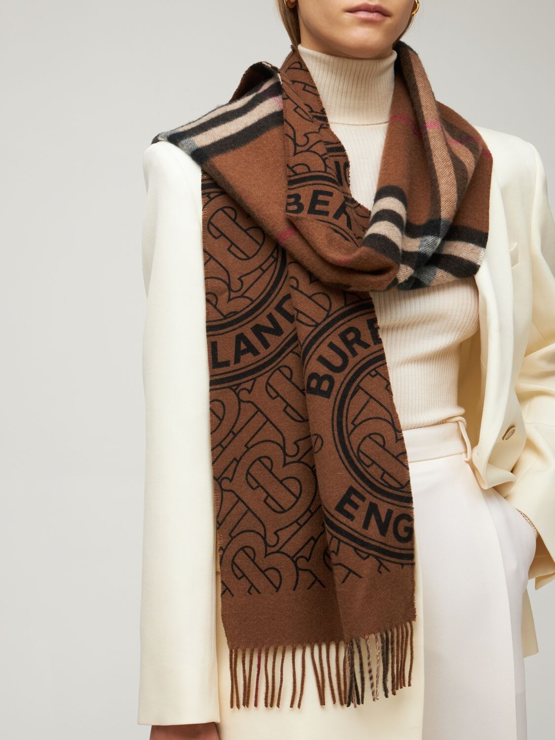 Check Cashmere Scarf in Birch Brown | Burberry® Official