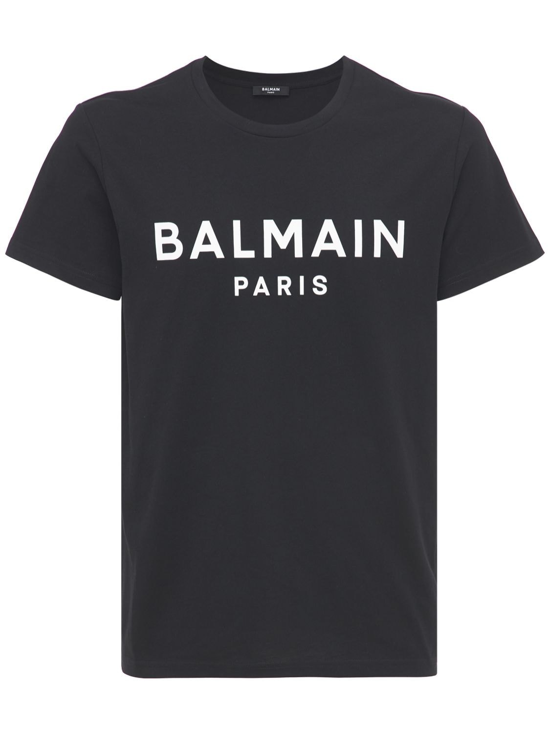 Balmain Logo Print Cotton Jersey T-shirt In Black,white