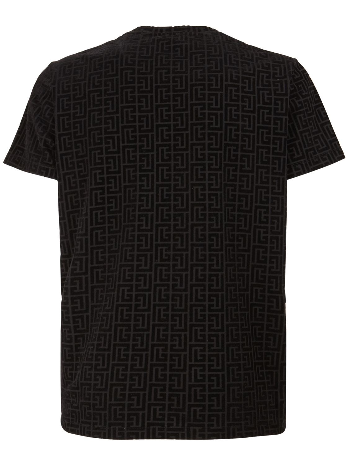 Balmain Flocked monogram-pattern T-shirt - Farfetch