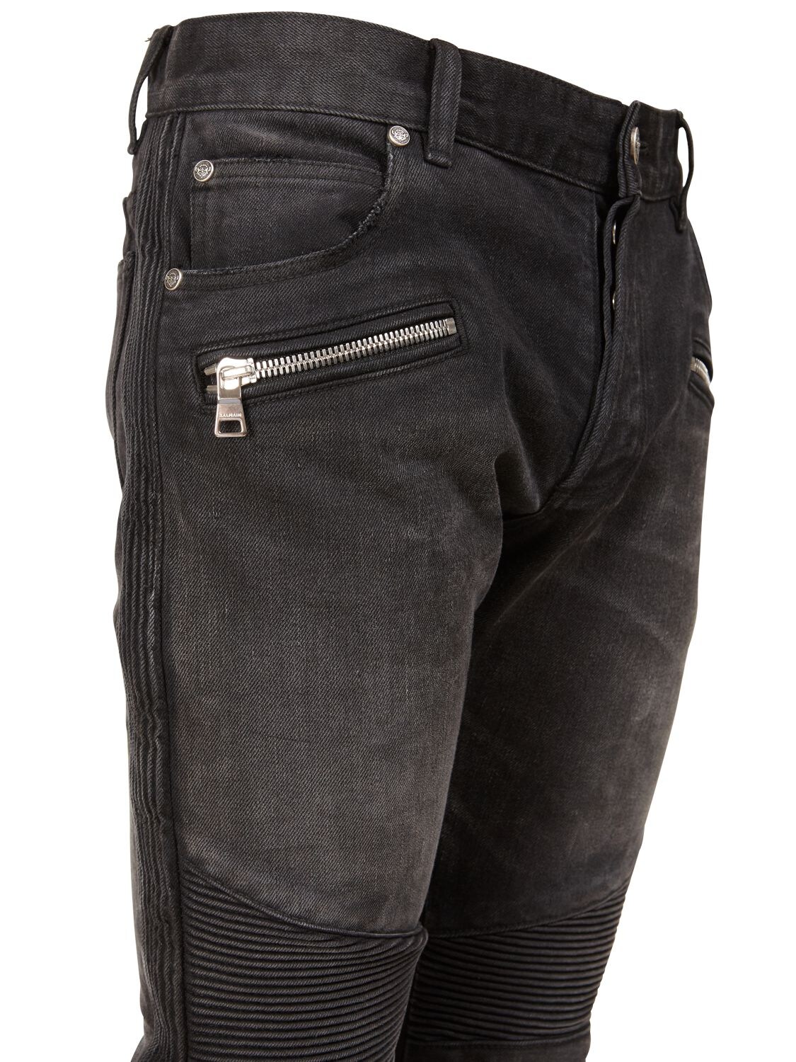Balmain Monogram ribbed-detail Slim Jeans - Farfetch