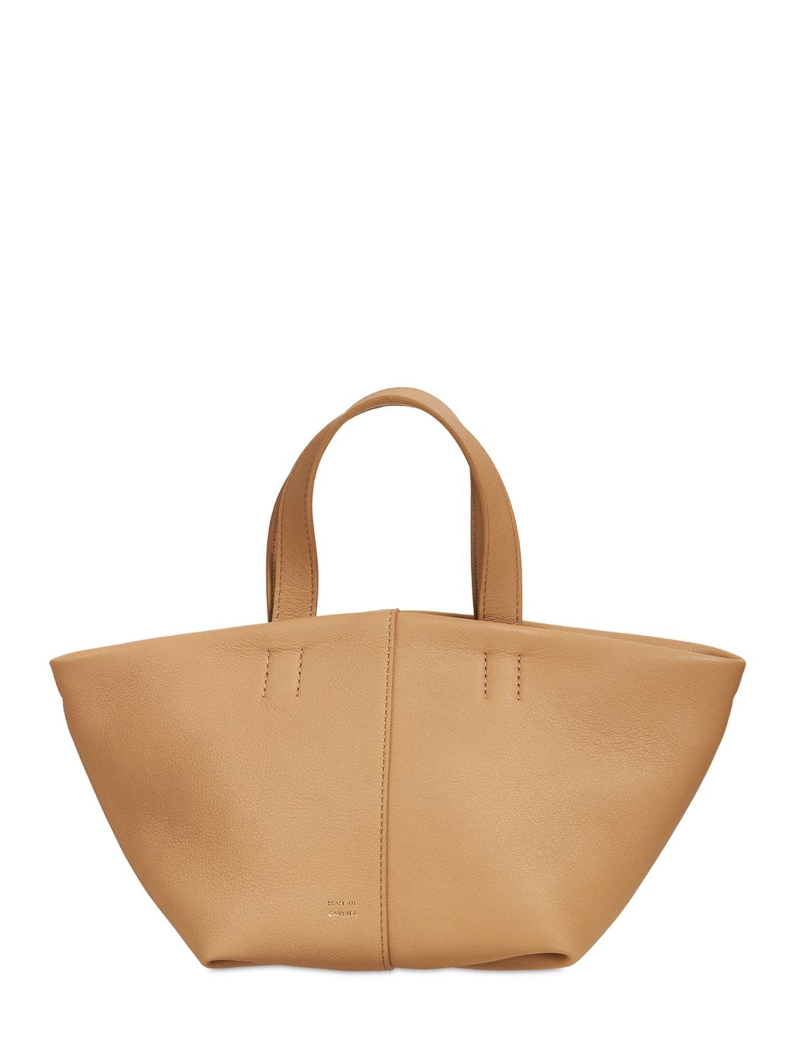 Mansur Gavriel Mini Tulipano Leather Top Handle Bag In Nocciola