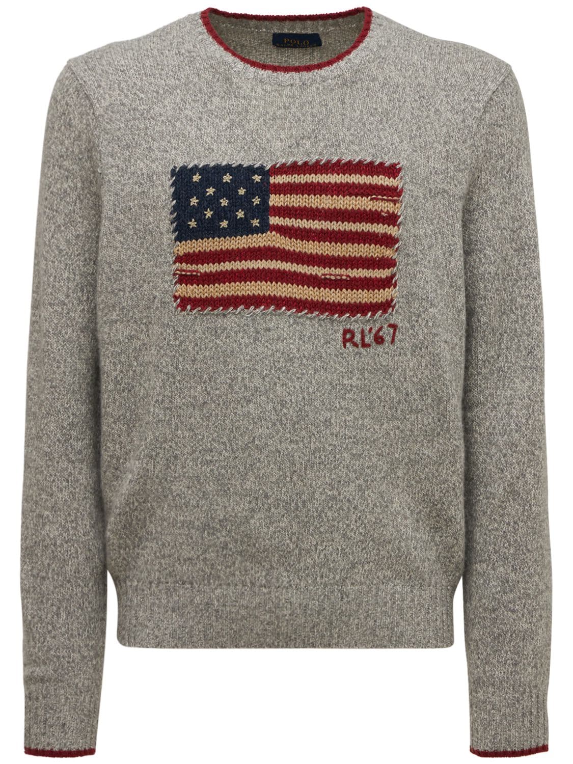 Polo Ralph Lauren American Flag Wool Blend Knit Sweater In Fawn Grey ...