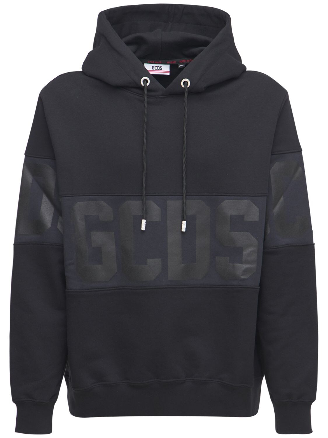 GCDS BAND LOGO COTTON JERSEYHOODIE,74IVUD003-MDI1