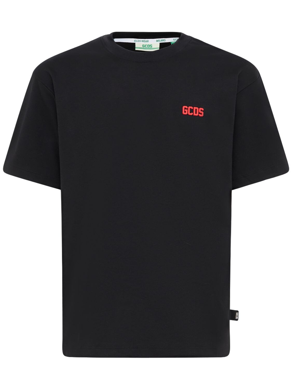 Gcds Logo Basic Cotton Jersey T-shirt In Black