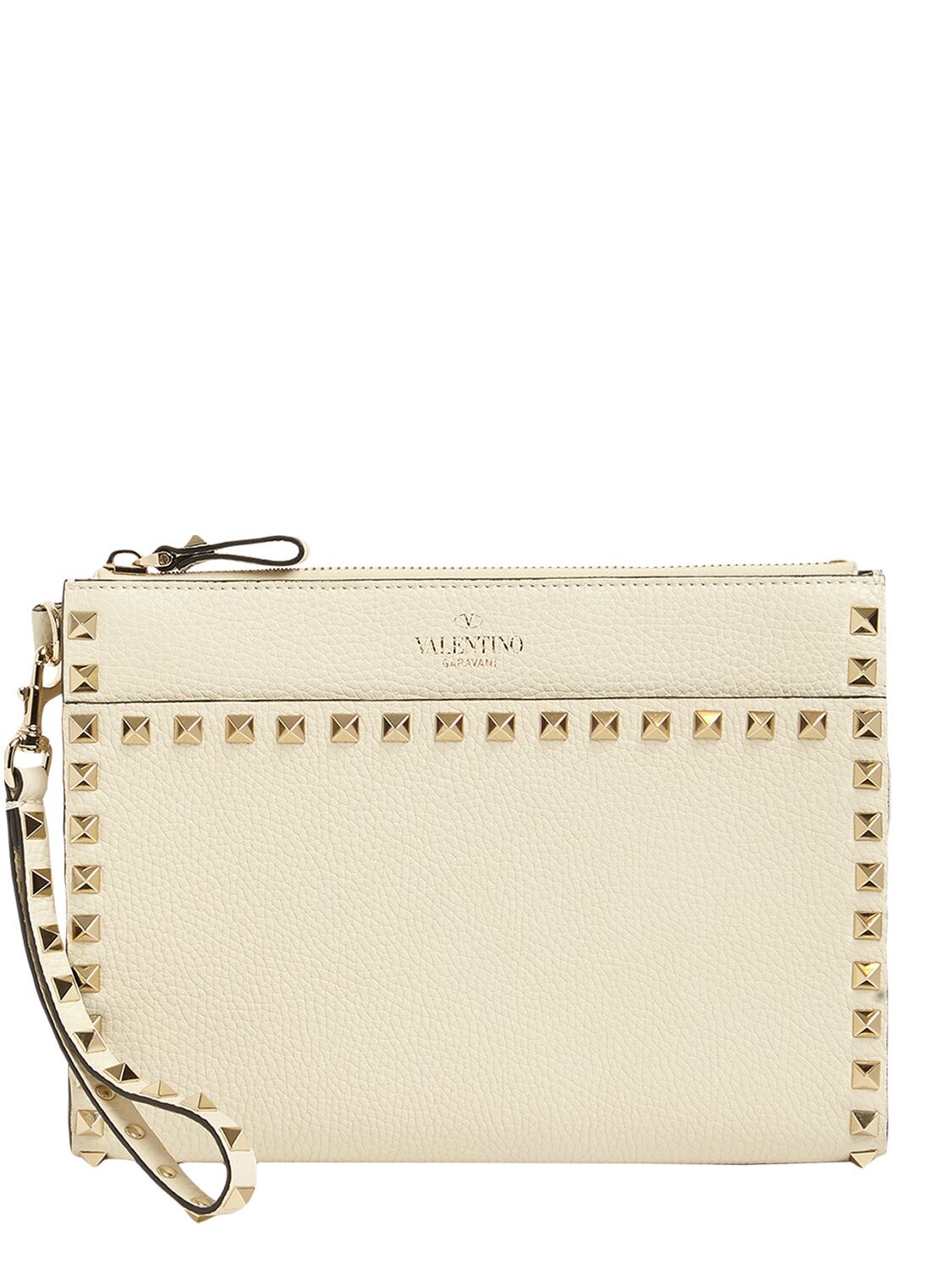 Valentino Garavani Rockstud Large Flat Pouch Clutch Bag