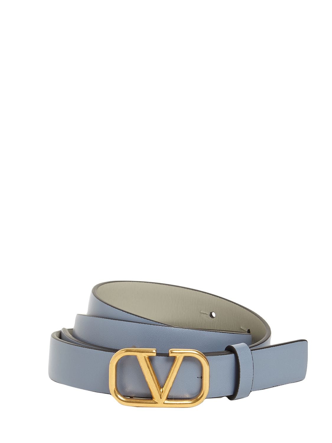 Valentino Garavani 2cm Reversible V Logo Leather Belt In Niagara,grey