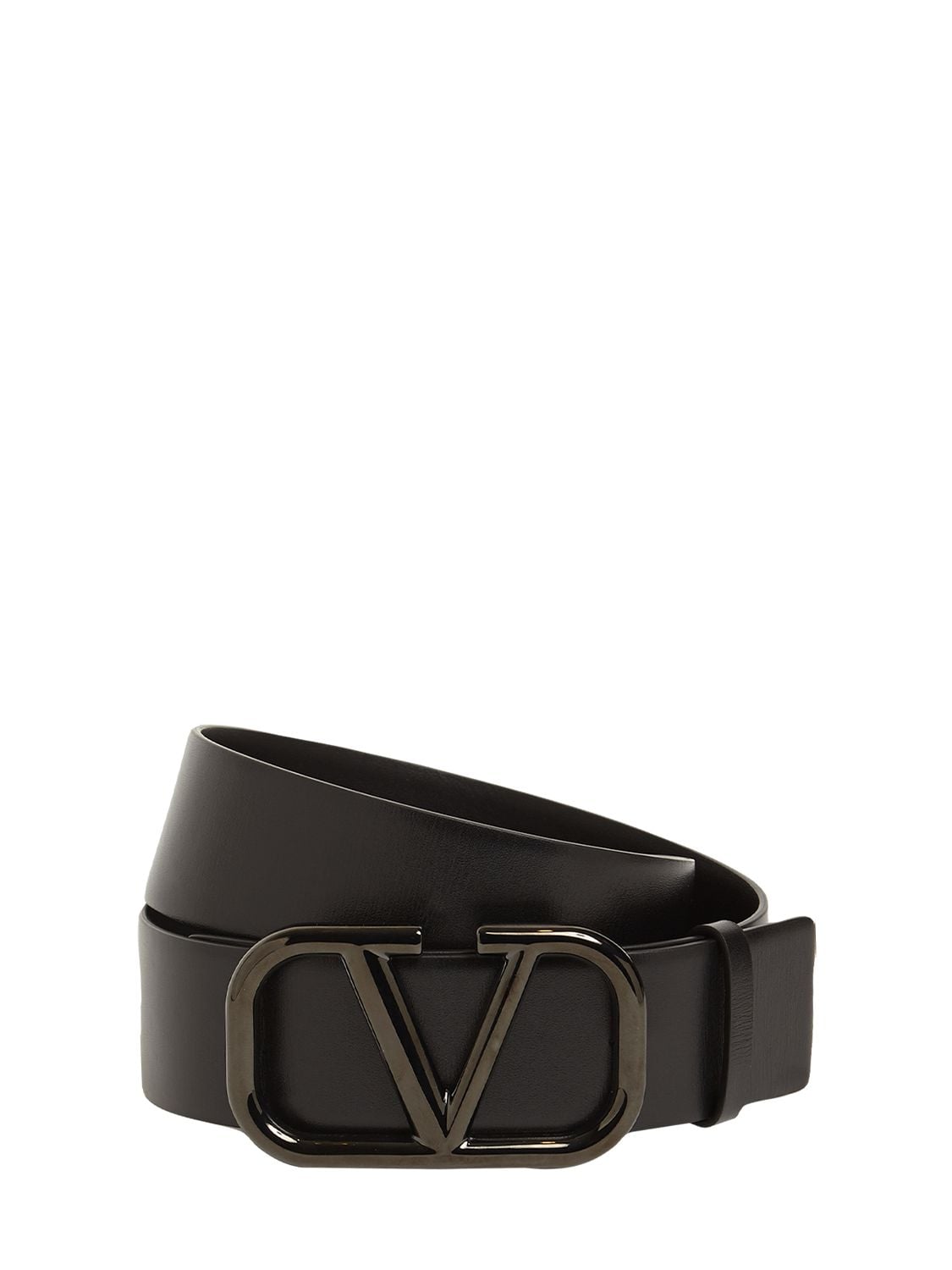 Valentino Garavani 40mm Vlogo Signature Leather Belt In Black
