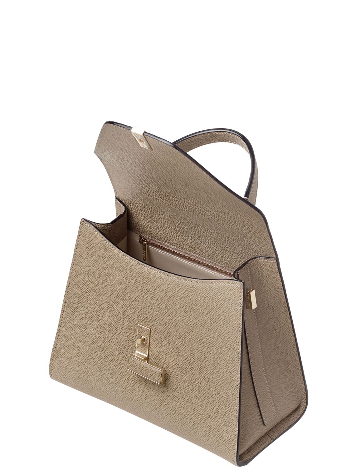 Shop Valextra Medium Iside Soft Grained Leather Bag In Oyster