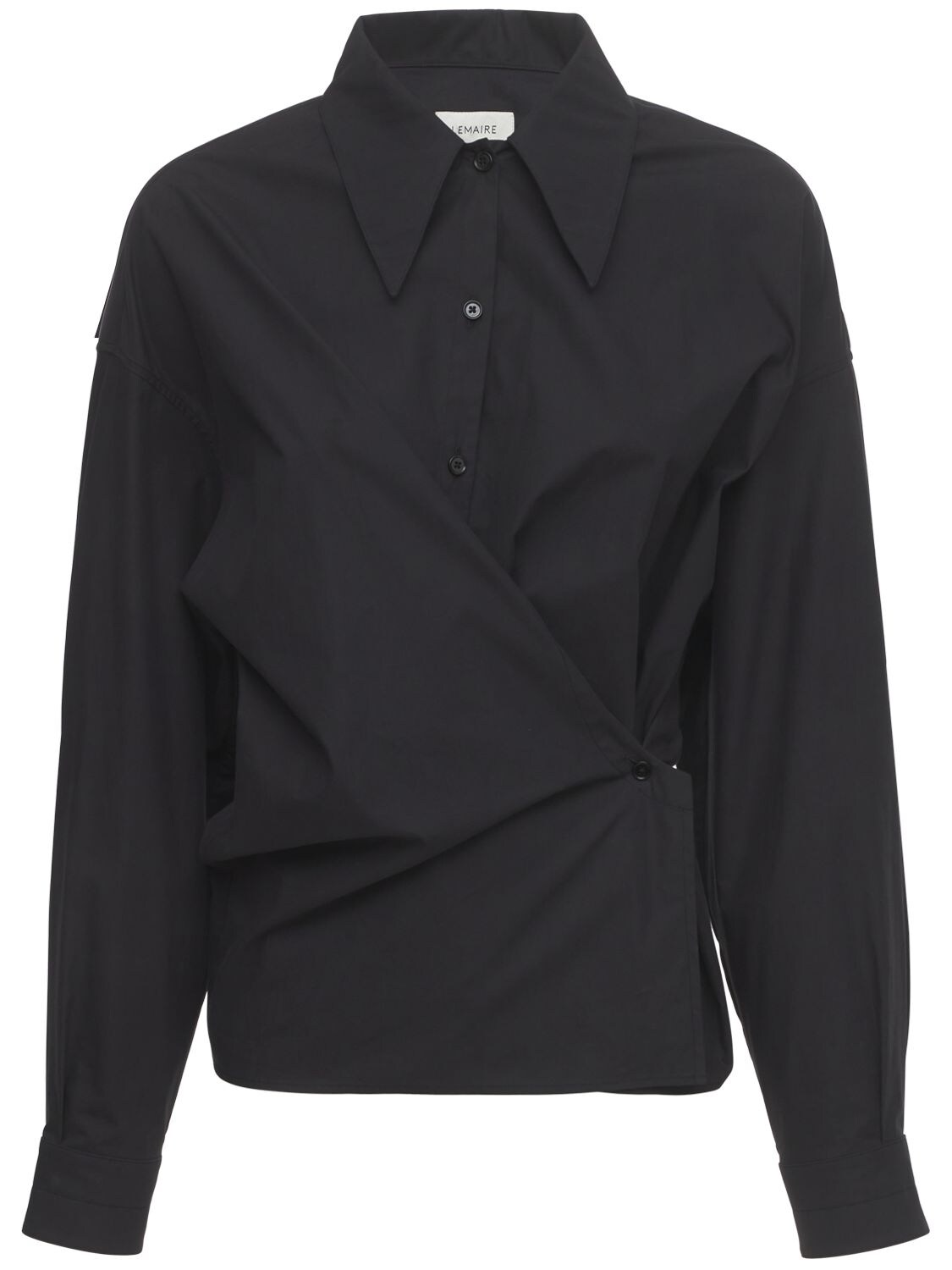 Lemaire Asymmetric Cotton-poplin Shirt In Black | ModeSens