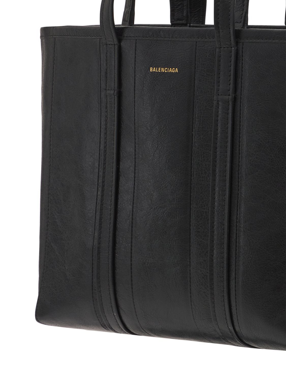 Shop Balenciaga Medium Barbes Leather Tote Bag In Чёрный