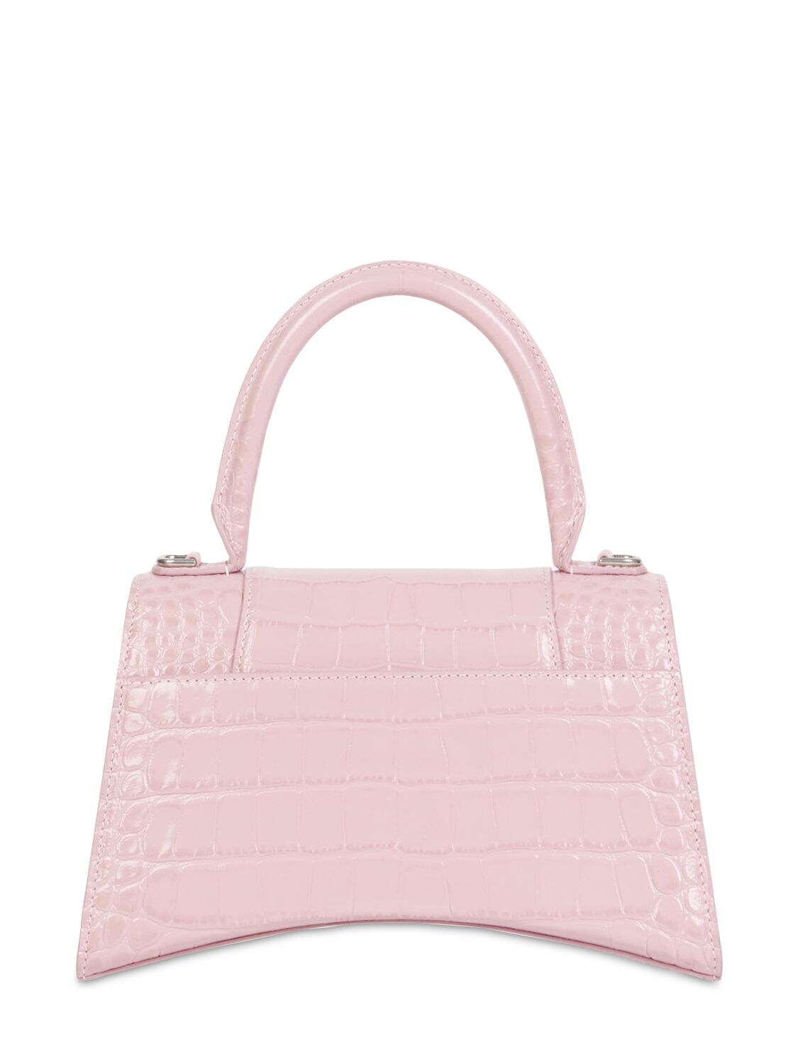 Shop Balenciaga Small Hourglass Embossed Leather Bag In Powder Pink