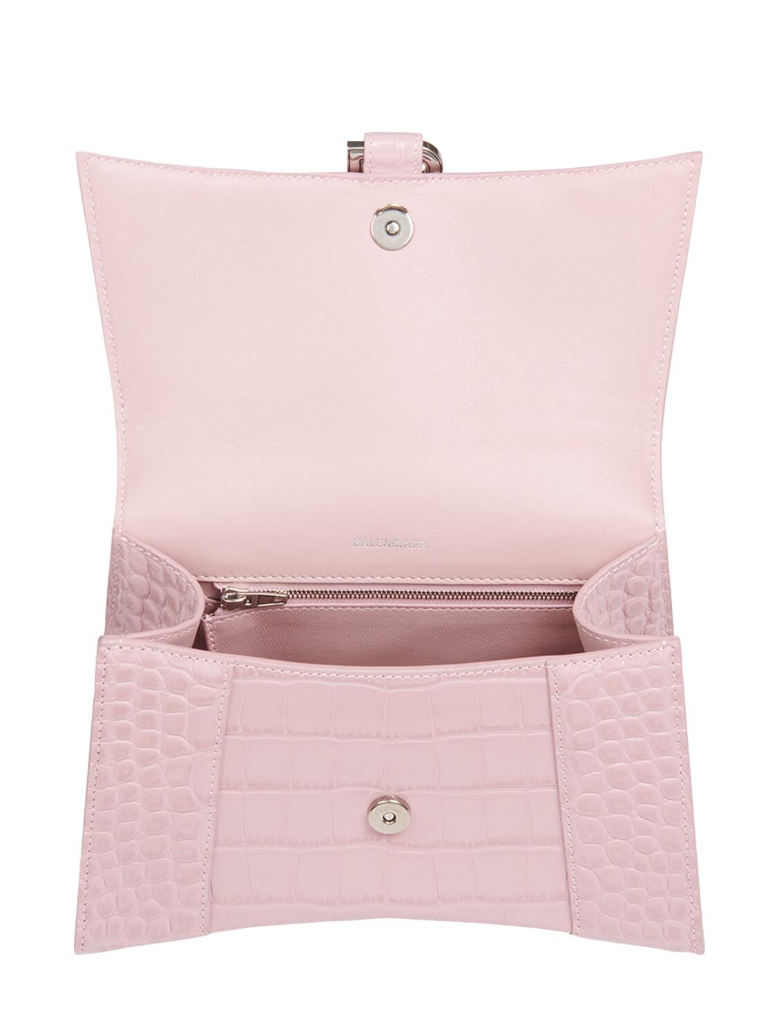 Shop Balenciaga Small Hourglass Embossed Leather Bag In Powder Pink