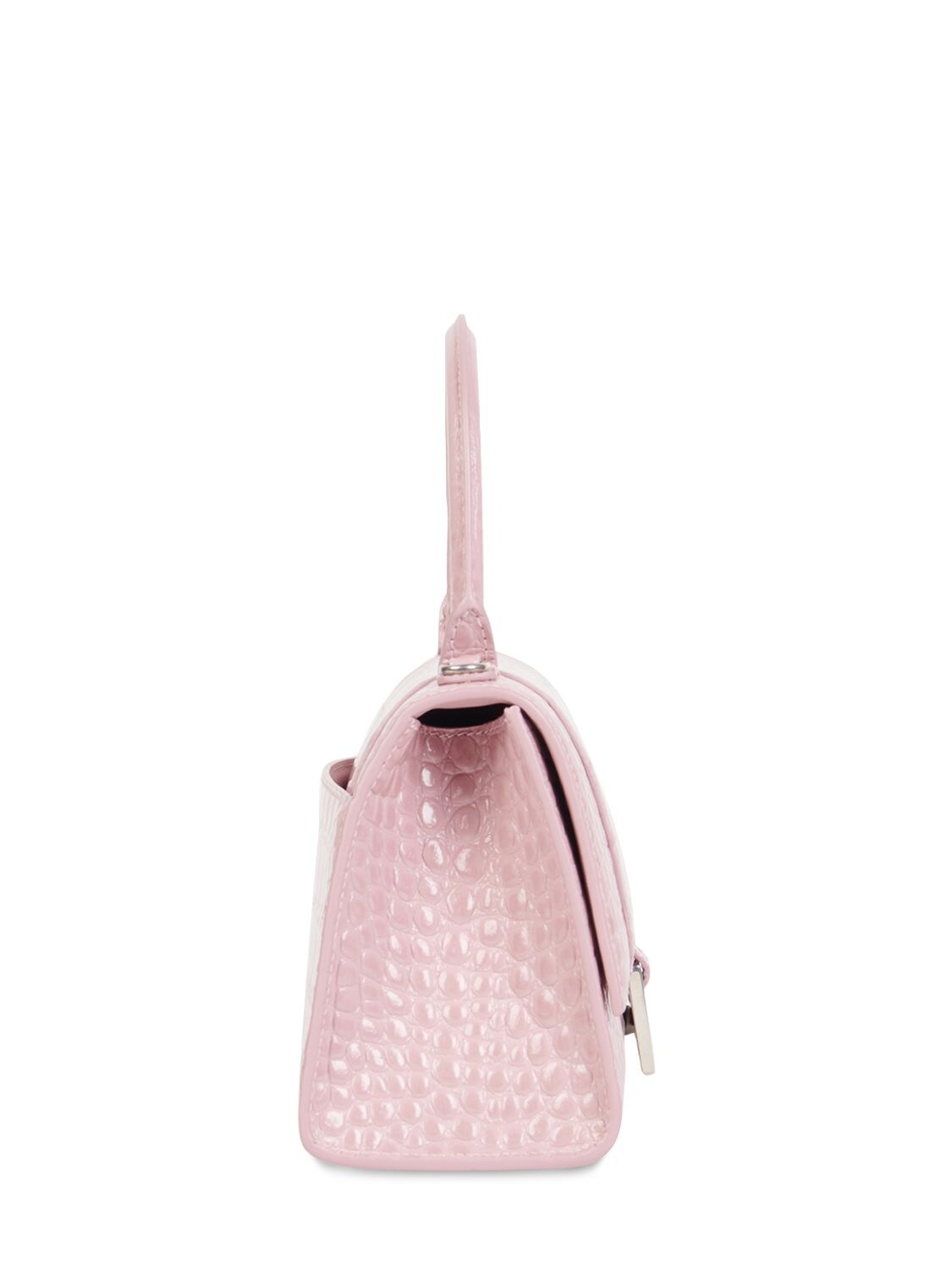 Shop Balenciaga Small Hourglass Embossed Leather Bag In Powder Pink