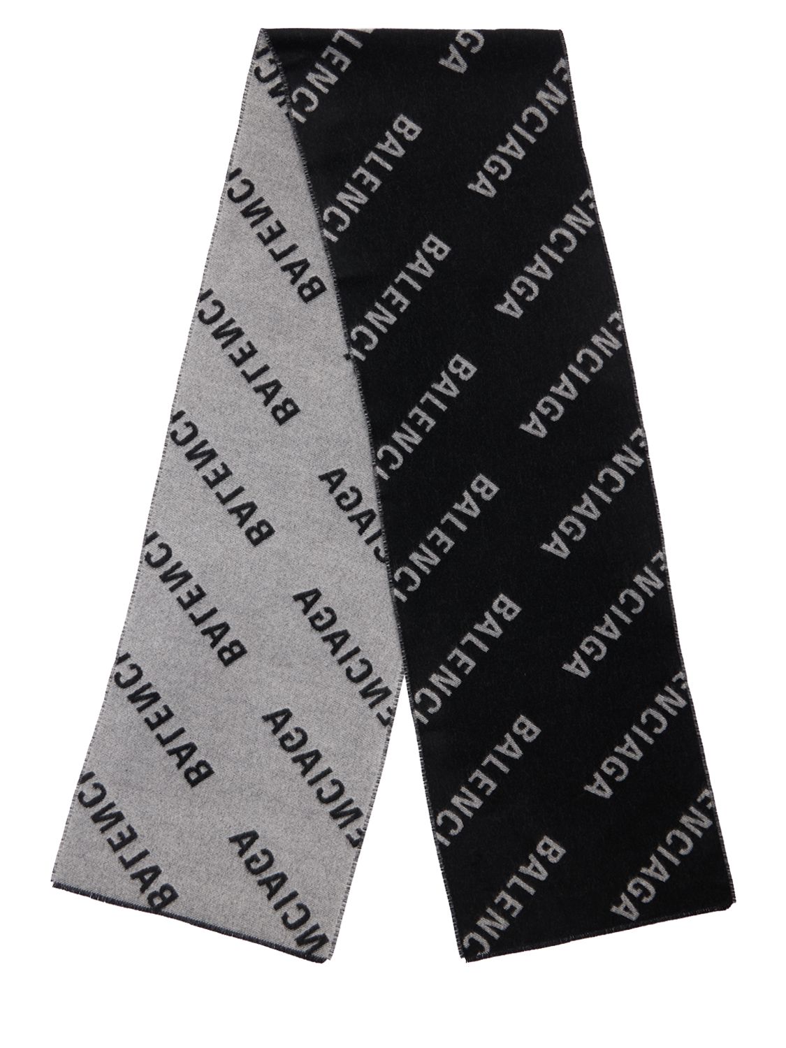 Wool Scarves Balenciaga Scarf Black And White BALENCIAGA Logo