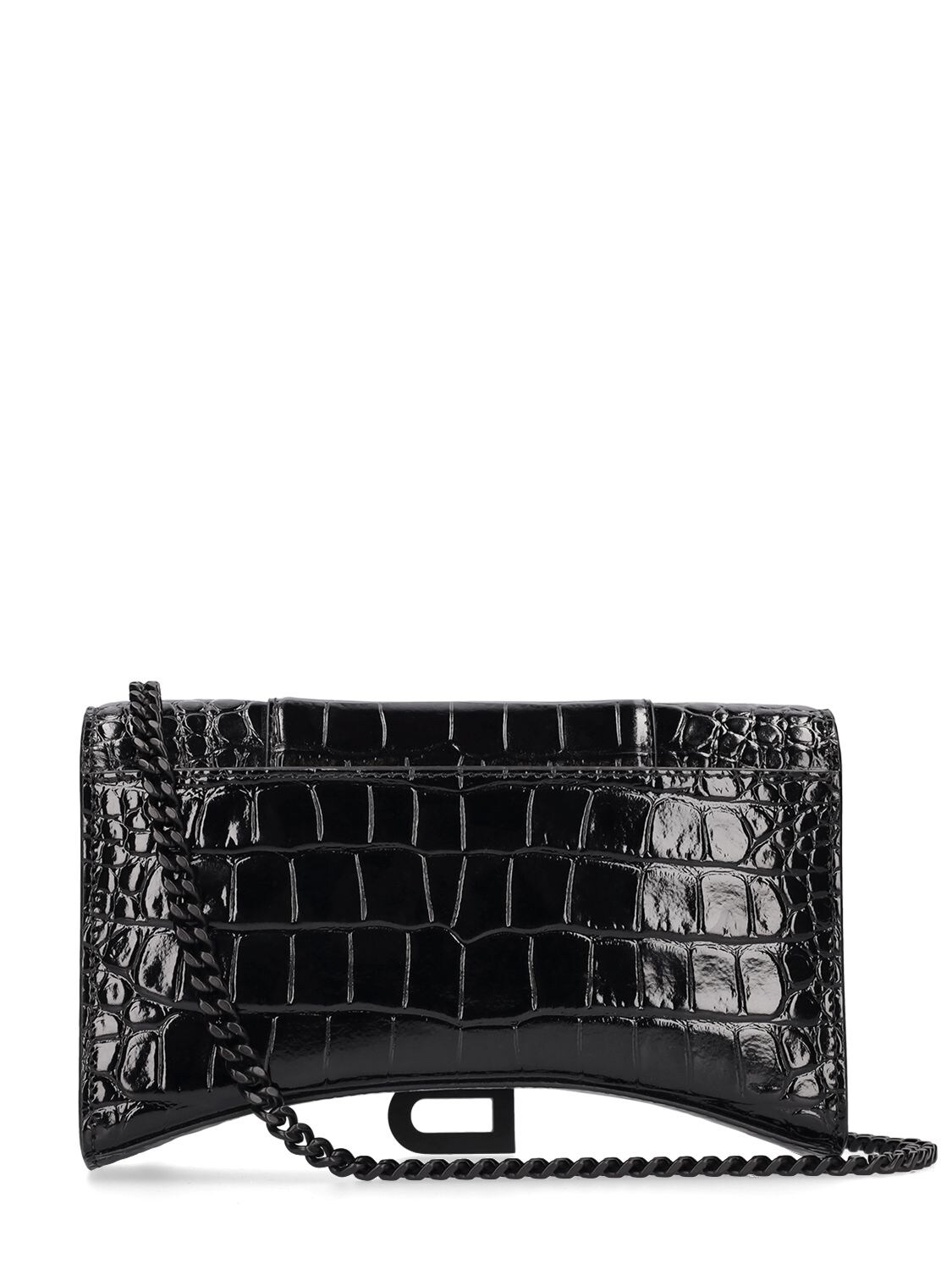 Shop Balenciaga Hourglass Embossed Leather Chain Wallet In Чёрный