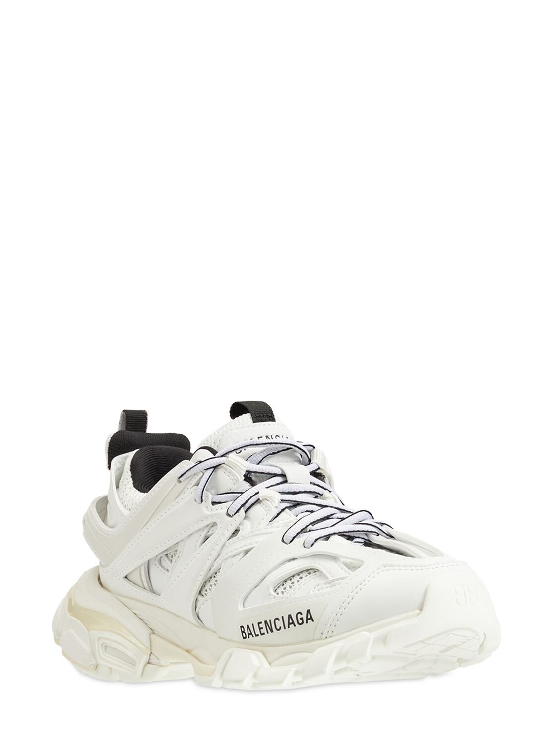 Shop Balenciaga 30mm Track Mesh & Nylon Sneakers In White,black