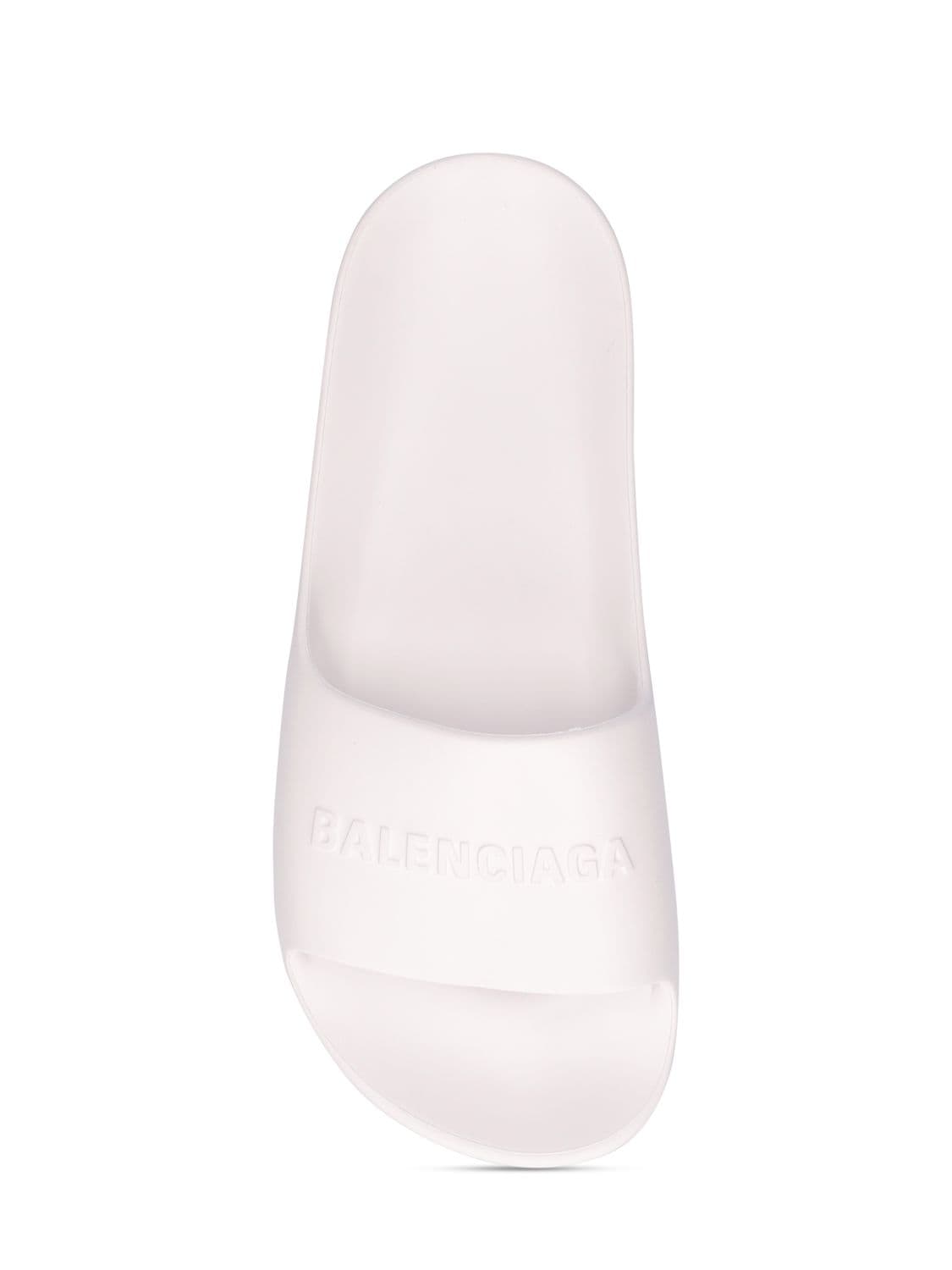 Shop Balenciaga 40mm Rubber Slide Sandals In White